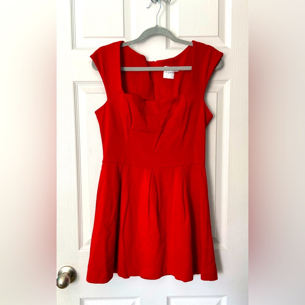 ASOS Petite Ponte Knit Cap Sleeve Dress; Red; Size 12